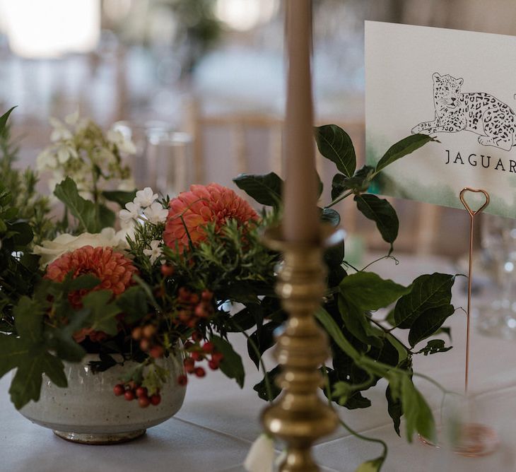 Table Name Animal Illustrations by Dearly Beloved Wedding Stationery Designs | Outdoor Cornish Wedding at Boconnoc Estate | Nick Walker Photography