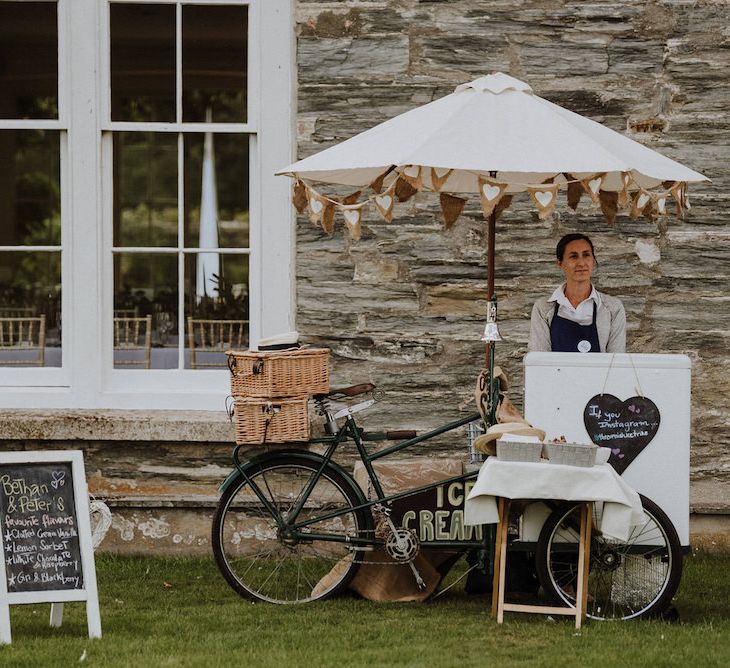 Ice-Cream Trike Wedding Favours | Outdoor Cornish Wedding at Boconnoc Estate | Nick Walker Photography