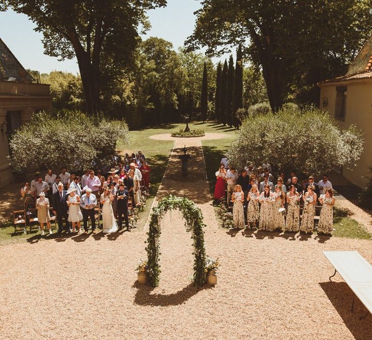 Wedding Ceremony Outside at French Chateau