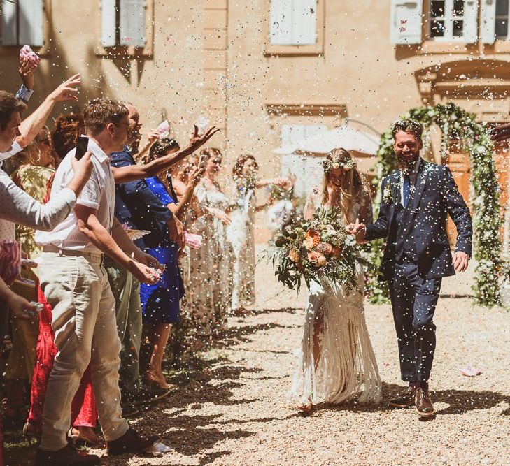 Bride and Groom Confetti Exit