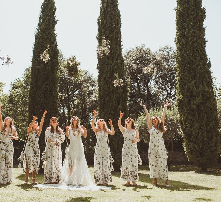 Bridesmaids In Bespoke Dresses