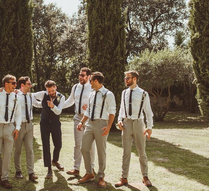 Groomsmen In Braces and Chinos