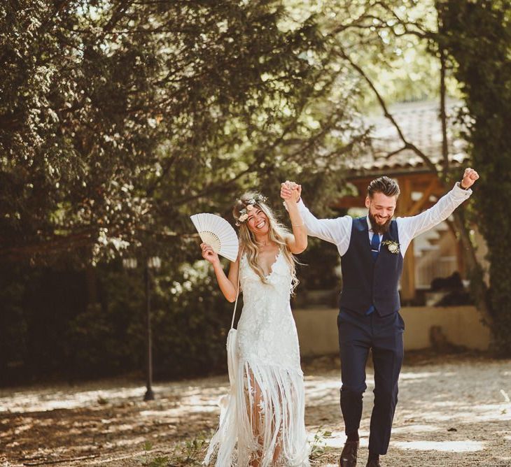 Bride in Handmade Wedding Dress