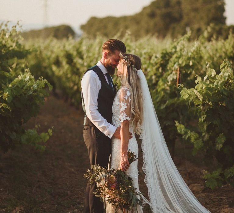 Bride In Lace Trim Veil