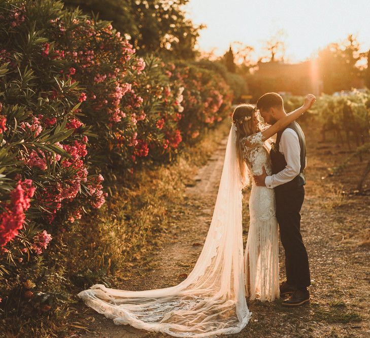 Long Veil With Flower Crown