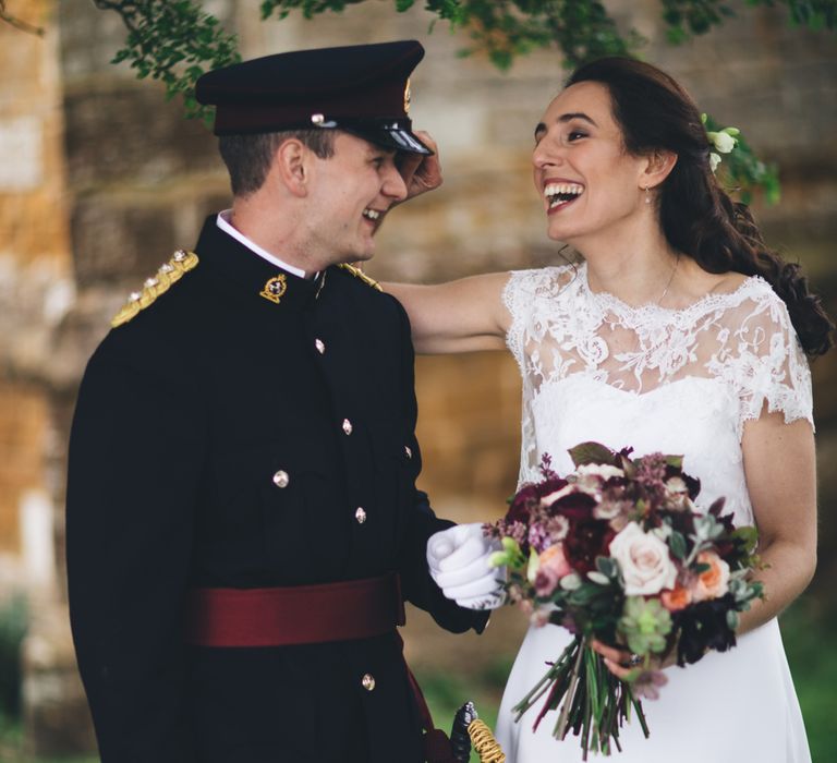 Military Wedding in Rutland Village with Marquee Reception filled with Swallows and Damsons Flowers | Jesús Peiró Bridal Gown | Pink Monsoon Bridesmaid Dresses | Mike Plunkett Photography