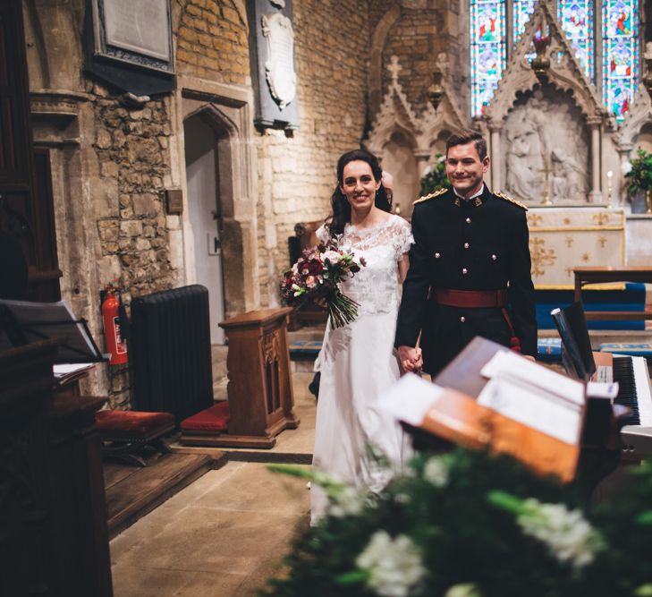 Military Wedding in Rutland Village with Marquee Reception filled with Swallows and Damsons Flowers | Jesús Peiró Bridal Gown | Pink Monsoon Bridesmaid Dresses | Mike Plunkett Photography