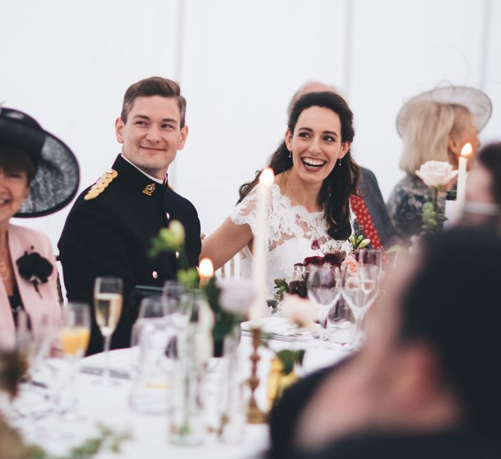 Military Wedding in Rutland Village with Marquee Reception filled with Swallows and Damsons Flowers | Jesús Peiró Bridal Gown | Pink Monsoon Bridesmaid Dresses | Mike Plunkett Photography