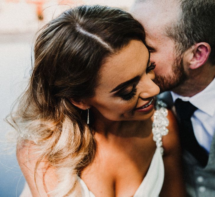 Glamorous Wedding At Riverdale Barn Northern Ireland With Bride In Fitted Pronovias Gown And Bridesmaids In Charcoal Grey TwoBirds Dresses Images From Carla Blain Photography