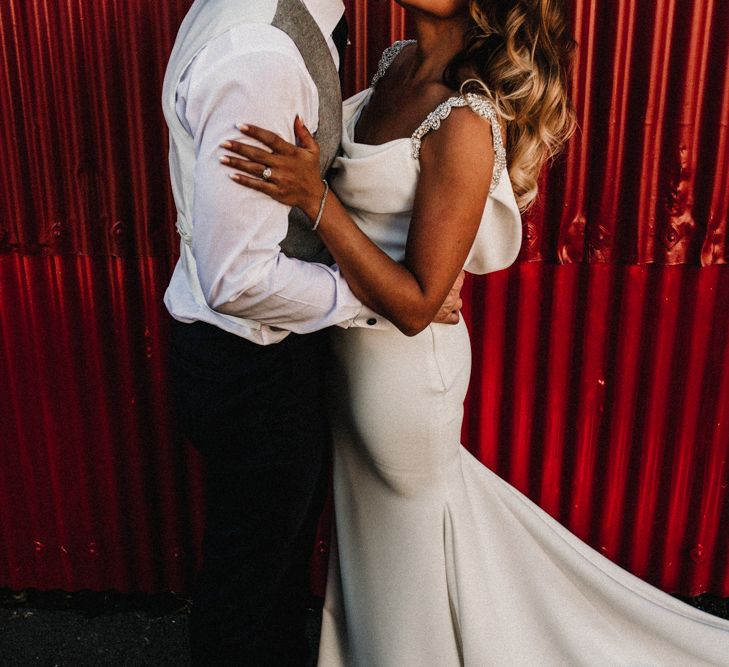 Glamorous Wedding At Riverdale Barn Northern Ireland With Bride In Fitted Pronovias Gown And Bridesmaids In Charcoal Grey TwoBirds Dresses Images From Carla Blain Photography