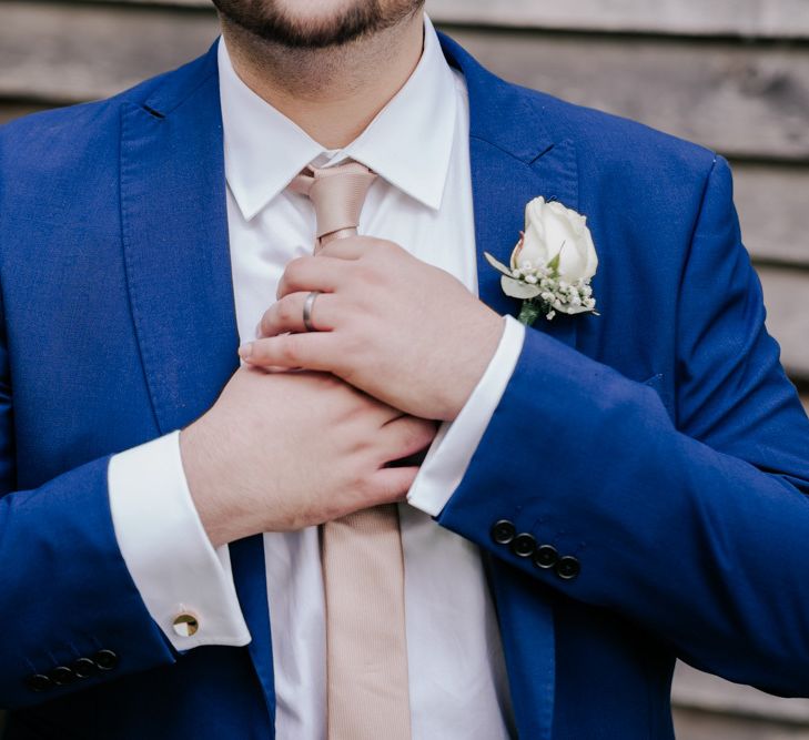 Blue Suit With Pink Accessories