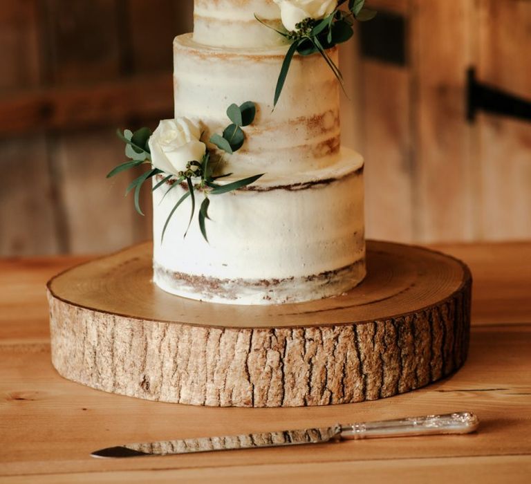 Semi-Naked Wedding Cake With Flower Decor