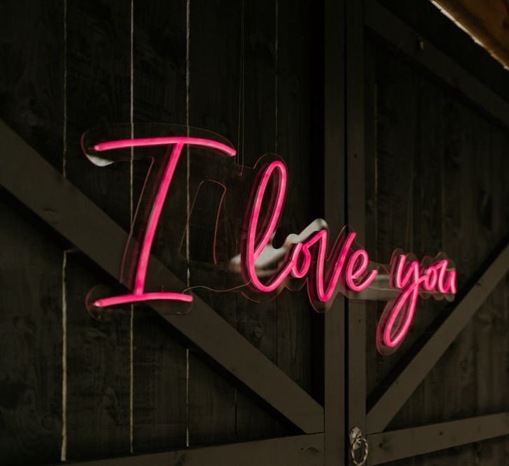 Giant Pink 'I Love You' Neon Wedding Sign