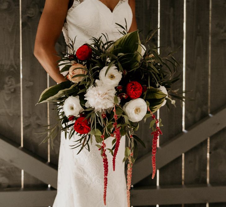 Giant Red, White and Foliage Wedding Bouquet