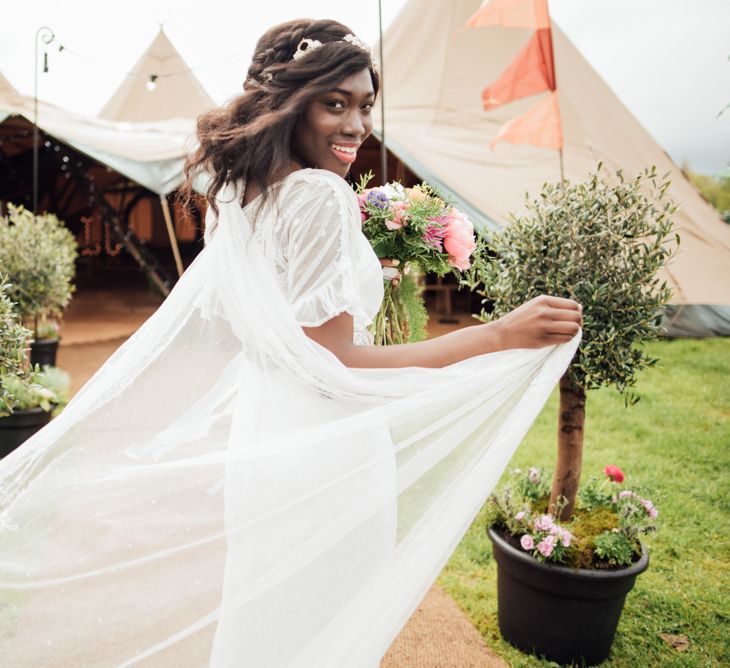 Black Bride at tipi wedding inspiration