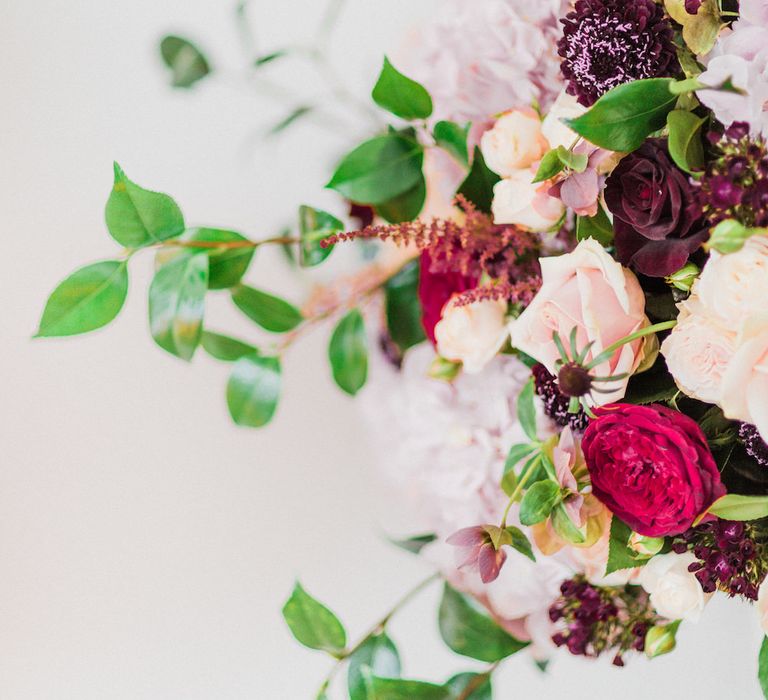 Red, Pink &amp; White Rosehip London Flower Arrangement | Blush Pink Opulent London Engagement Party Inspiration Planned &amp; Styled by Just Bespoke | Sanshine Photography