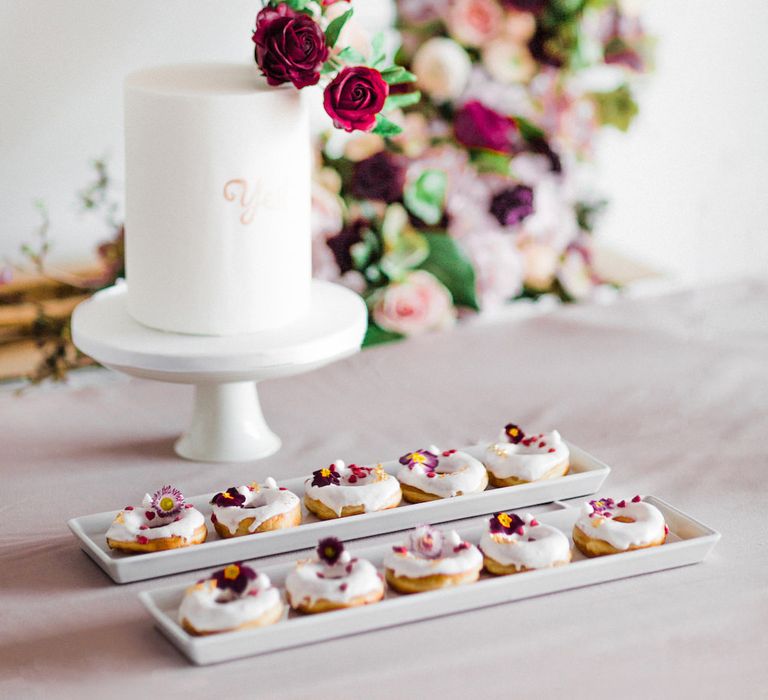 Cake Table with Celebrate Floral Hoop Backdrop | Monannie Cake &amp; Treats | Blush Pink Opulent London Engagement Party Inspiration Planned &amp; Styled by Just Bespoke | Sanshine Photography