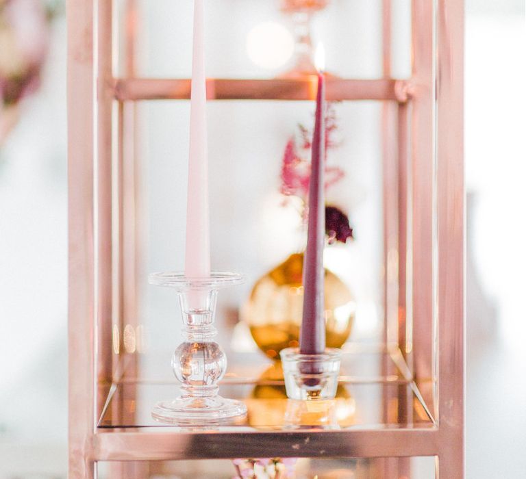 Copper &amp; Tapper Candle Wedding Decor | Blush Pink Opulent London Engagement Party Inspiration Planned &amp; Styled by Just Bespoke | Sanshine Photography