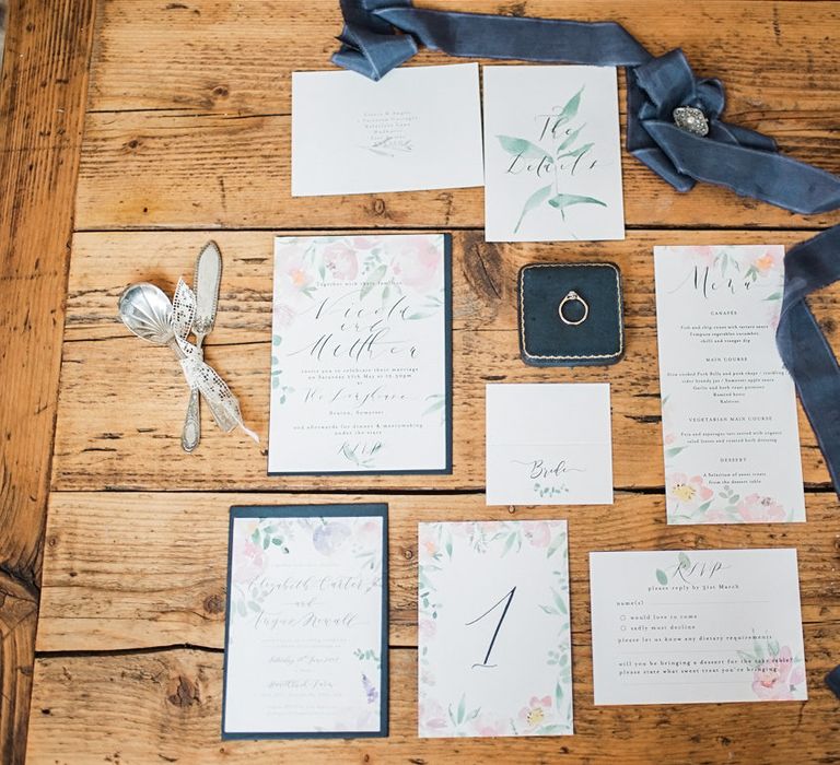 Romantic Wedding Stationery | Blush Pink, Romantic, Country Wedding Inspiration at Tithe Barn, Dorset | Darima Frampton Photography