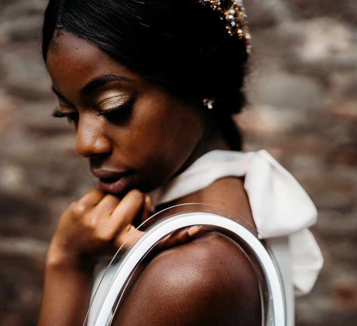 Natural bridal makeup for rust wedding theme