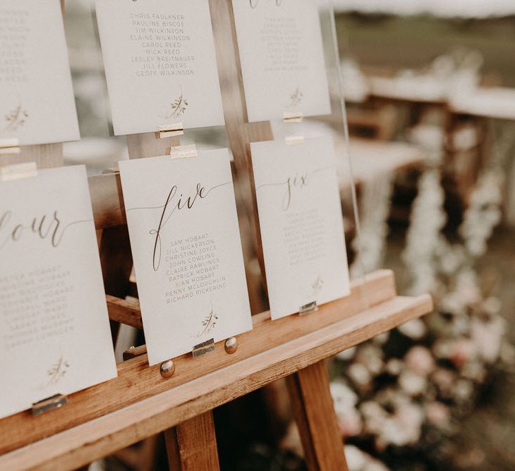 Acrylic Table Plan with Wonderland Invites Table Names | Boho at The Barns at Lodge Farm, Essex, by Rock The Day Styling | Kelsie Low Photography