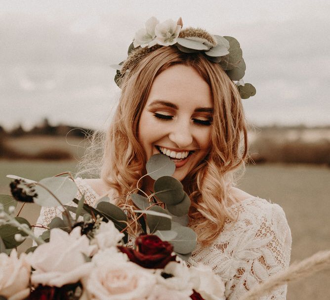 Two Bohemians Bride | Lucy Can't Dance Lace Bridal Gown | Boho at The Barns at Lodge Farm, Essex, by Rock The Day Styling | Kelsie Low Photography