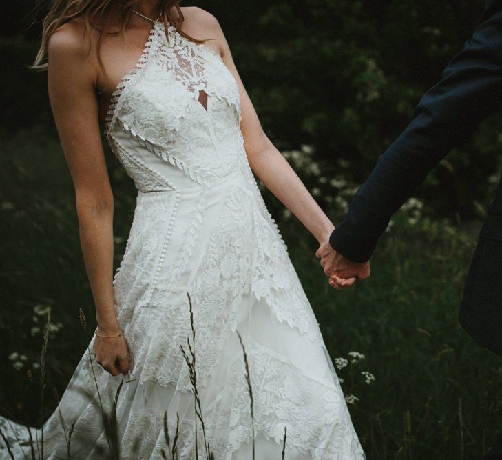 Halterneck lace wedding dress. . Boho wedding dresses