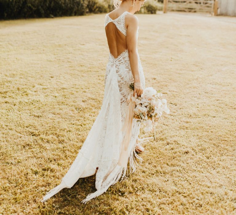 Grace Loves Lace Edie fringe wedding dress for boho bride