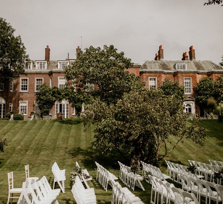 Outdoor wedding ceremony at Pelham House, Lewes Nr Brighton