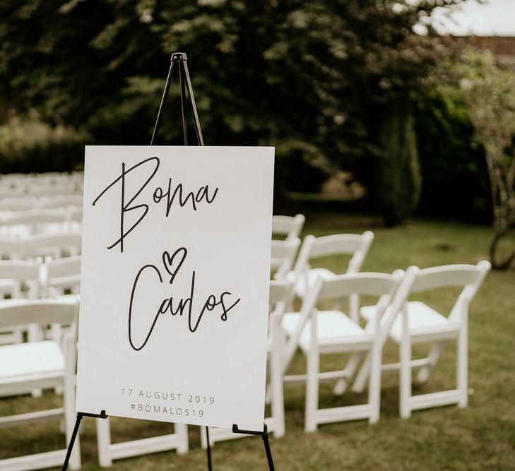 Contemporary outdoor  wedding ceremony sign