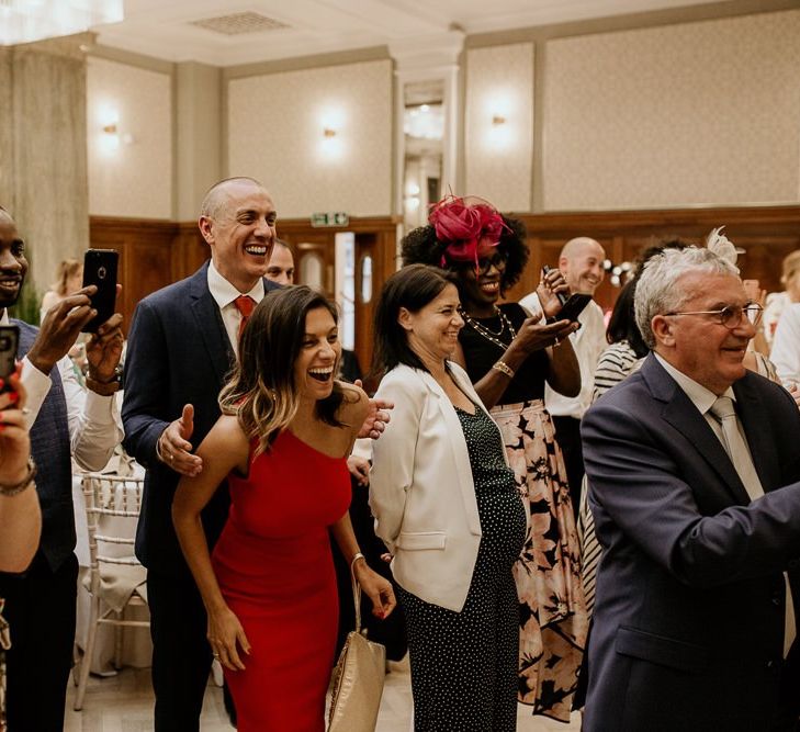 Happy wedding guests