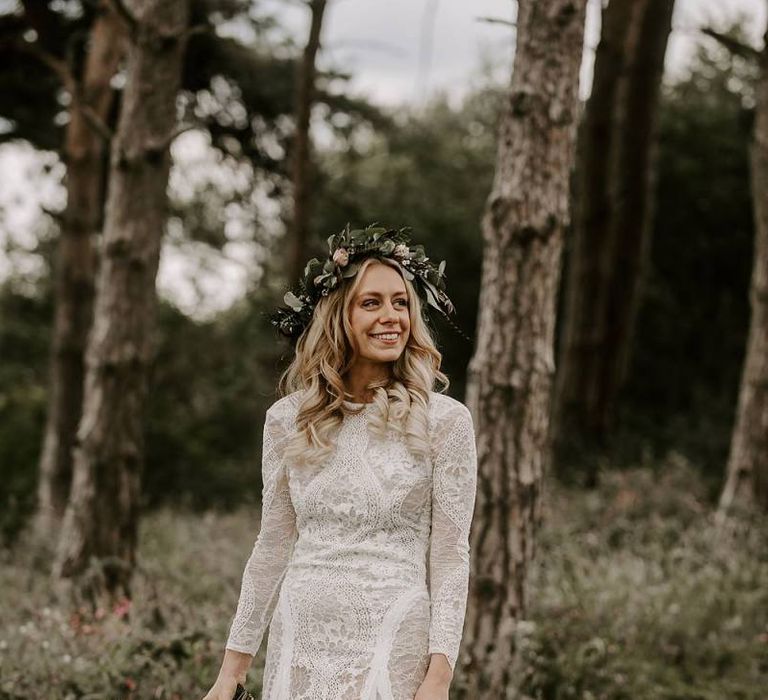 Grace Loves Lace wedding dress with Protea bouquet