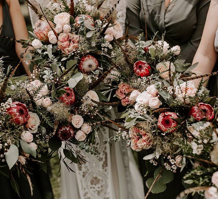 Protea bouquet for bridal party