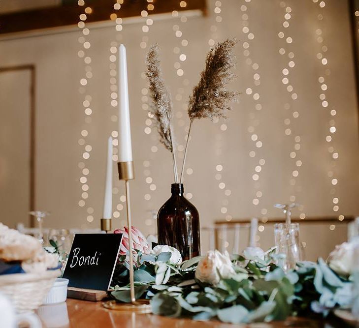 Fairy lights and wedding decor at The Tudor Barn