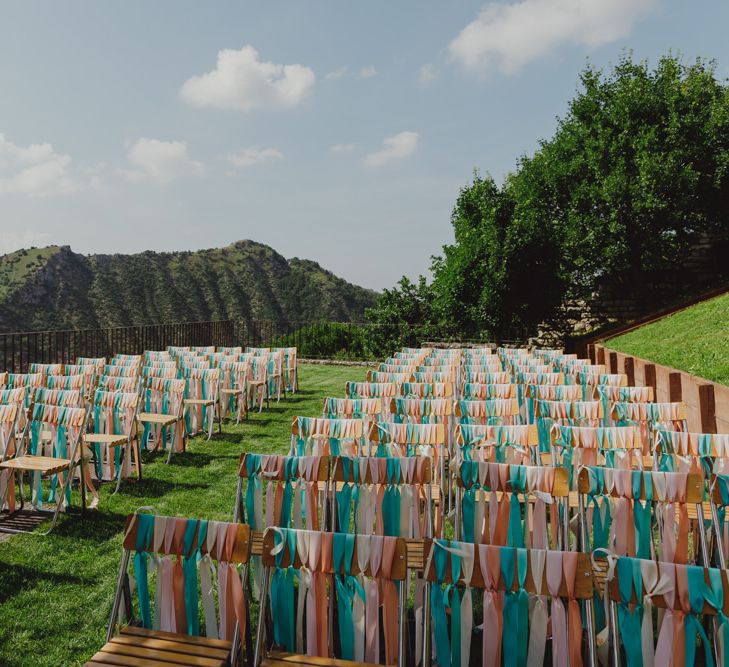 Colourful Ribbon Chair Back Wedding Decor