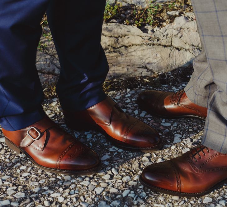 Two Grooms in Brown Brogues and Monk Shoes