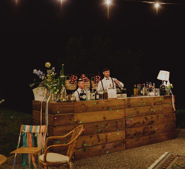 Wedding Reception Wooden Bar Area