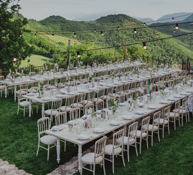 Outdoor Wedding Reception at Castello di Naro in Italy