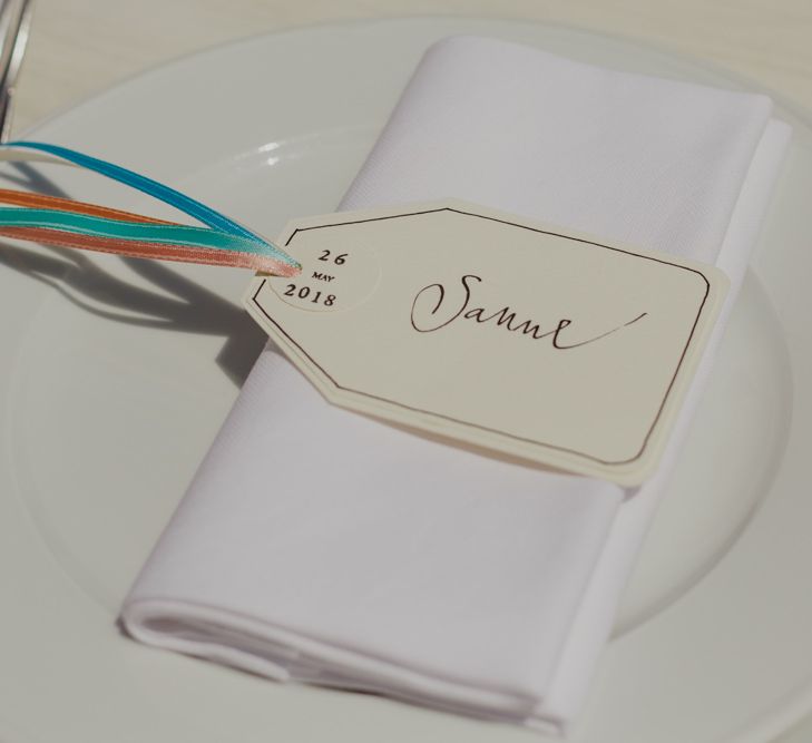 Name Place Tag with Colourful Ribbons