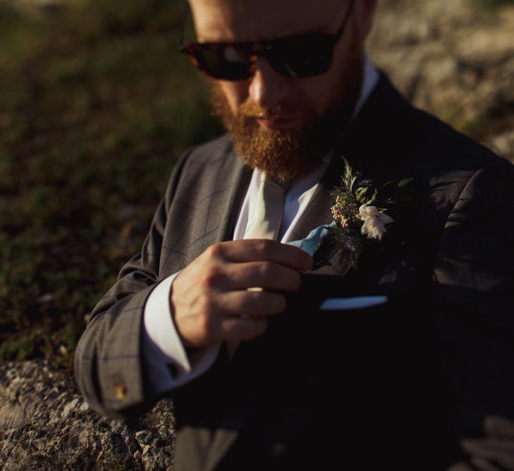 Pastel Pink and Blue Grooms Buttonhole