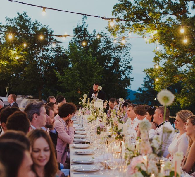 Outdoor Wedding Reception in the Evening