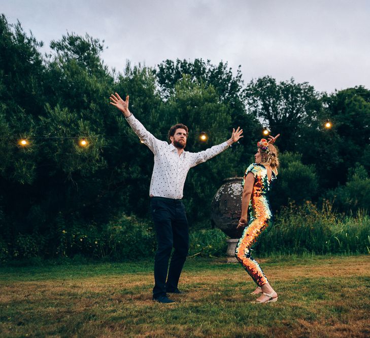 Bride In Sequinned Jumpsuit // Images By Casey Avenue Photography