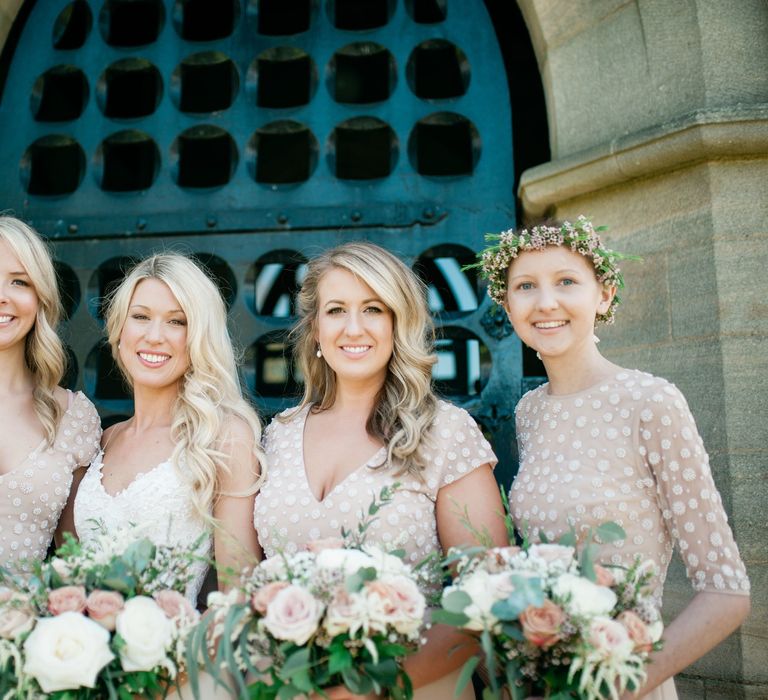 Bridesmaids In Embellished Motee Maids Dresses