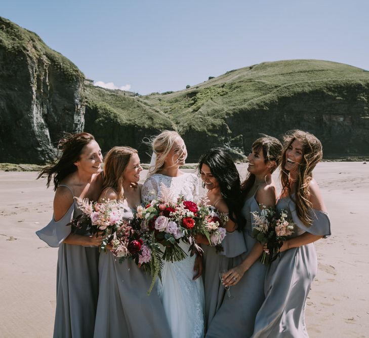 Bridesmaids In Off The Shoulder Dresses From Rewritten