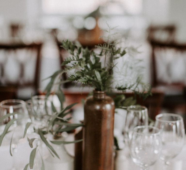 Brown Stoneware Vase Wedding Decor //  Images By Grace Elizabeth Photo And Film