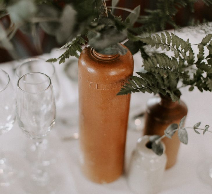 White Linen &amp; Green Foliage For Wedding Reception // Images By Grace Elizabeth Photo And Film