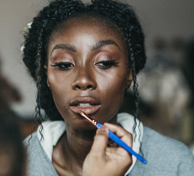 Black Bride Wedding Makeup with Winged Eyeliner