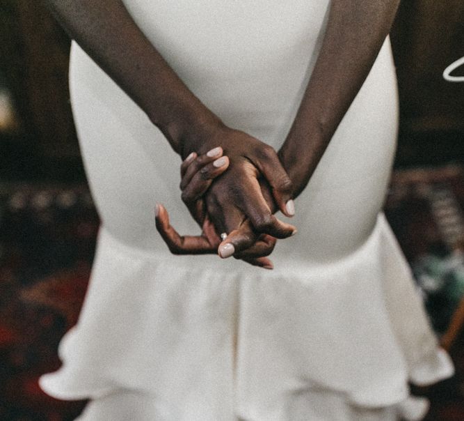 Black Bride in Ruffled Johanna Ortiz Wedding Dress