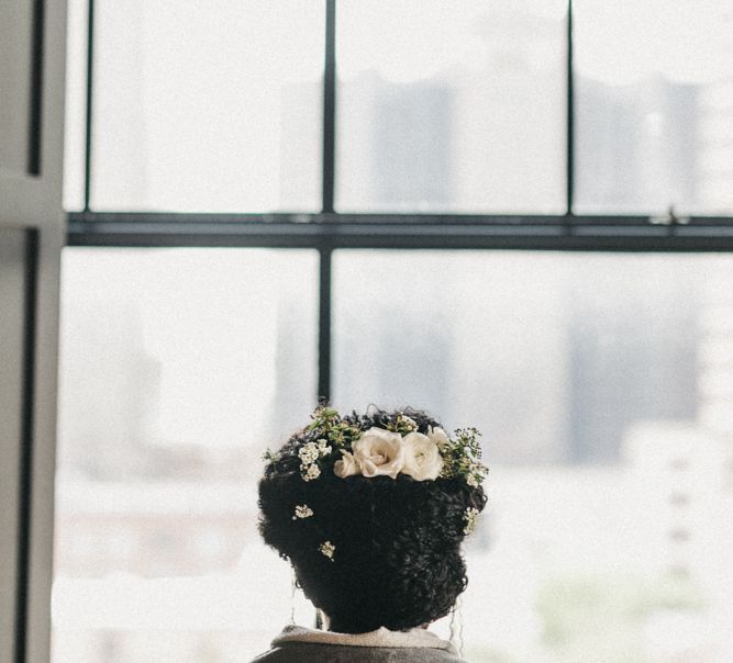 Afro Wedding Hair with Fresh Flowers