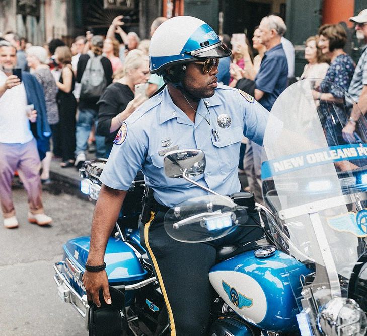 New Orleans Police Officer on a Motorbike